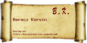 Berecz Korvin névjegykártya